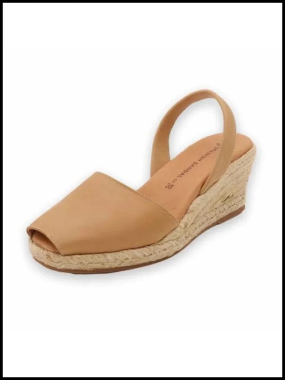 Espadrille Wedge Sandals, Peep Toe, Slip On, Jute Wedge, Soft Leather, Padded